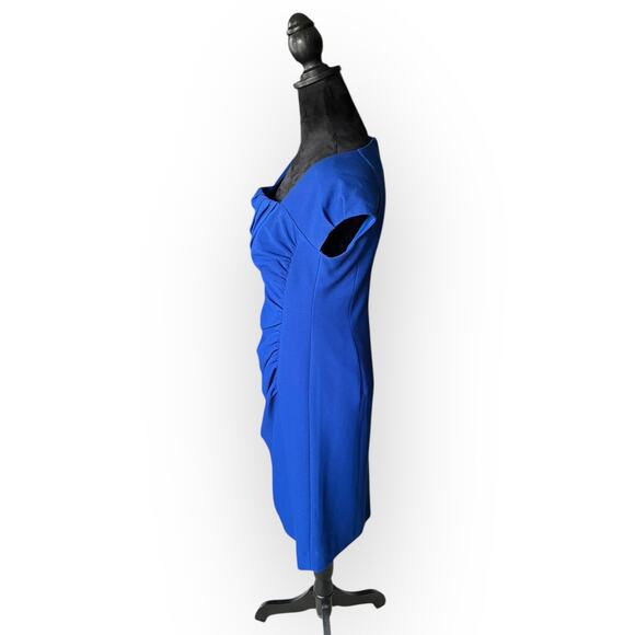 Tahari Women's Royal Blue Square Neck Rouched Sheath Cocktail Dress Size 6P - Picture 15 of 16